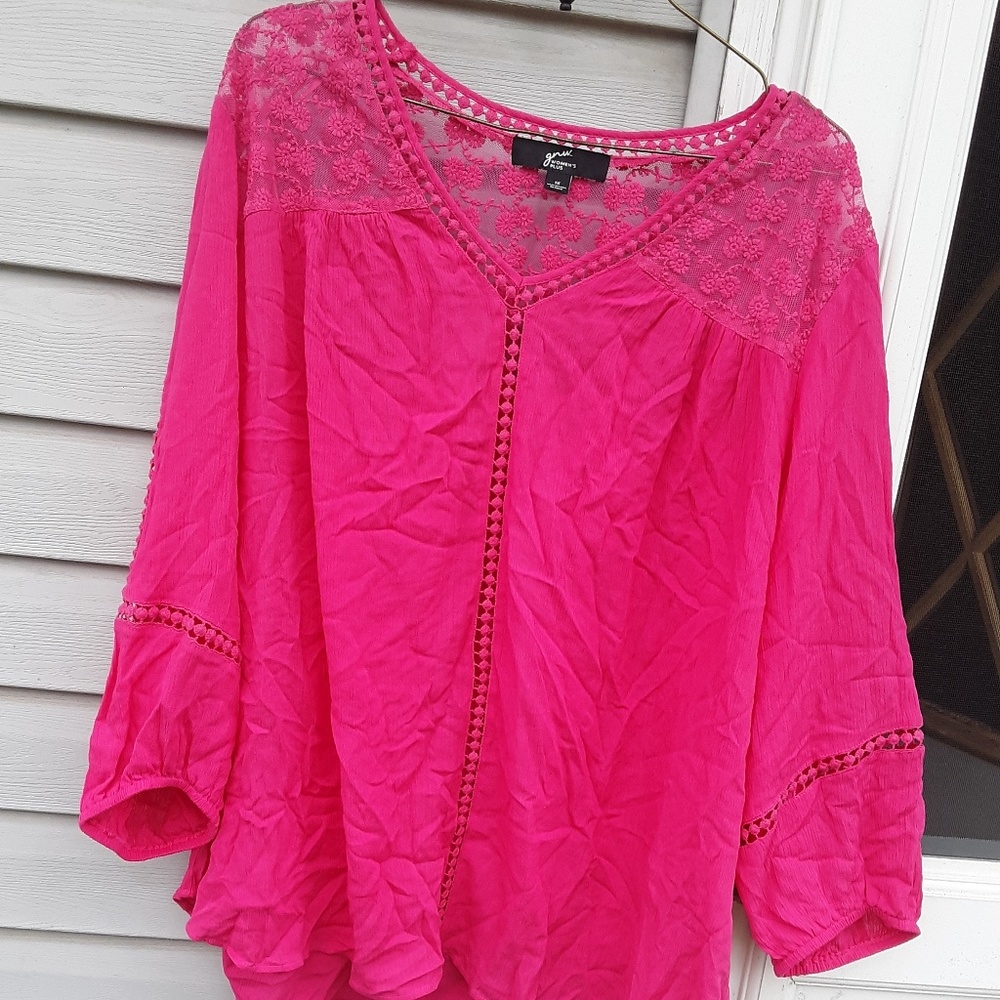 1X Hot Pink Long Sleeve